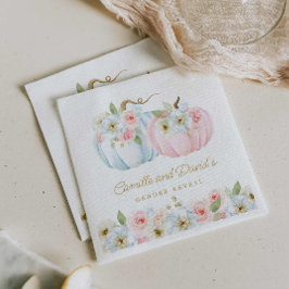 秋カボチャ性別が赤ちゃんシャワーを明かす スタンダードカクテルナプキン