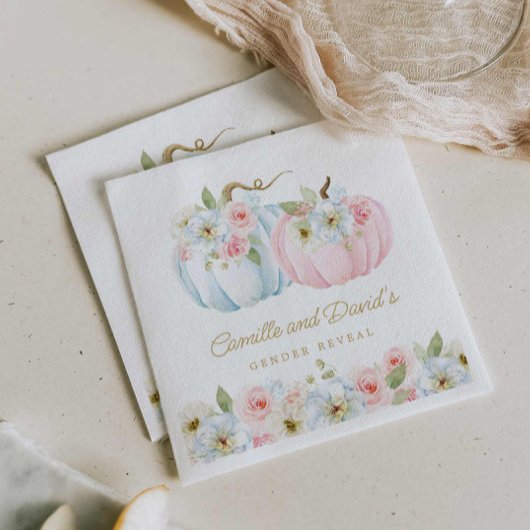 秋カボチャ性別が赤ちゃんシャワーを明かす スタンダードカクテルナプキン