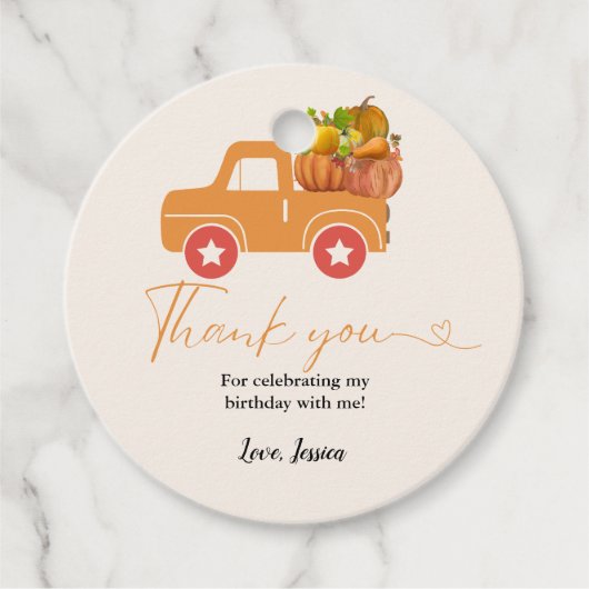 秋カボチャ感謝していユー誕生日 フェイバータグ (正面)