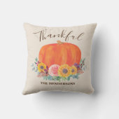 秋カボチャ感謝パーソナライズされた クッション (裏面)