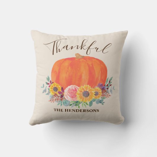 秋カボチャ感謝パーソナライズされた クッション (裏面)