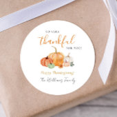 秋カボチャ感謝祭ありがとう ラウンドシール