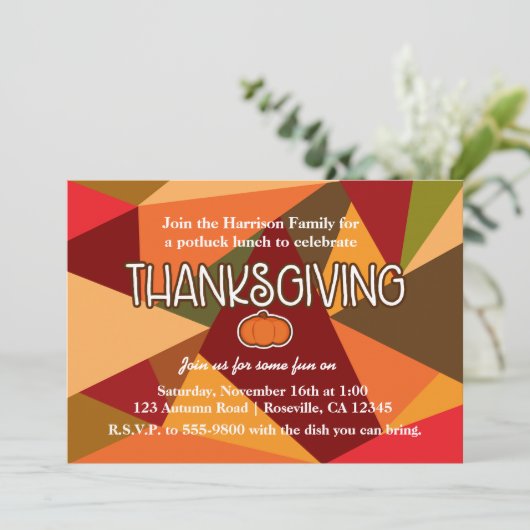 秋カボチャ感謝祭おもしろいカラフル秋 招待状 (スタンド正面)