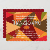 秋カボチャ感謝祭おもしろいカラフル秋 招待状 (正面/裏面)
