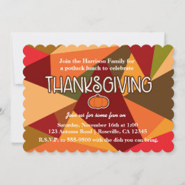 秋カボチャ感謝祭おもしろいカラフル秋 招待状