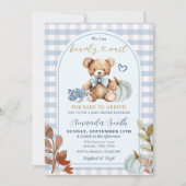 秋カボチャ我々bearly待つことができクマ赤ちゃんシャワー 招待状 (正面)