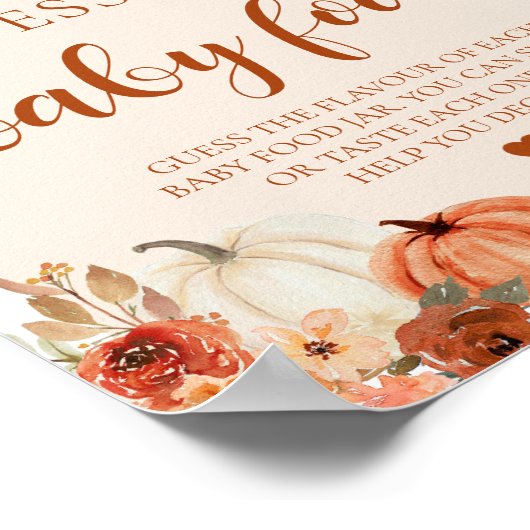 秋カボチャ推測ベビー食べ物ベビーシャワーゲーム ポスター (角)