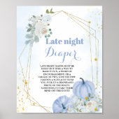 秋カボチャ晩夜おむつベビーシャワーサイン ポスター (正面)