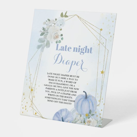 秋カボチャ晩夜おむつベビーシャワーサイン 台座サイン (正面)