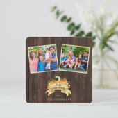 秋カボチャ木製フォトハッピー感謝祭 招待状 (スタンド正面)