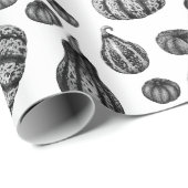 秋カボチャ模様インクスティップルスケッチ ラッピングペーパー (ロールコーナー)