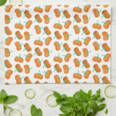 秋カボチャ模様秋オレンジグリーン キッチンタオル (折り畳み)