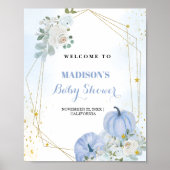 秋カボチャ歓迎の男の子のシャワーのサイン ポスター (正面)