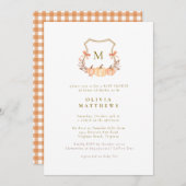 秋カボチャ水カラーコケット弓ベビーシャワー 招待状 (正面/裏面)