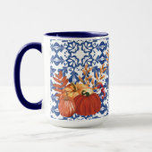秋カボチャ水カラーフローラと紅葉 マグカップ (左)