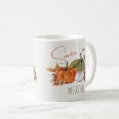 秋カボチャ水カラー紅葉とフローラ コーヒーマグカップ (正面右)
