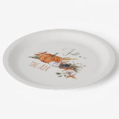 秋カボチャ水カラー紅葉とフローラ ペーパープレート (アングル)