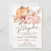 秋カボチャ水彩ボホガール2nd誕生日 招待状 (正面)