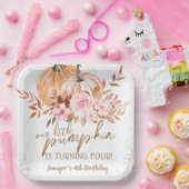 秋カボチャ水彩ボホガール4th誕生日 ペーパープレート (パーティー)