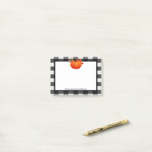 秋カボチャ水牛のプレイドパーソナライズされたノート ポストイット (デスク上)