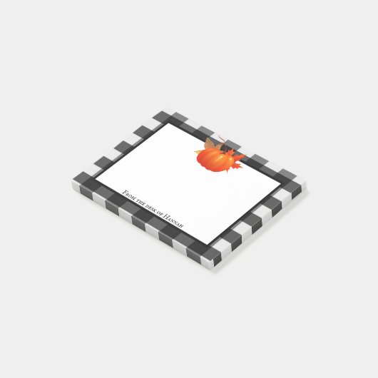 秋カボチャ水牛のプレイドパーソナライズされたノート ポストイット (アングル)