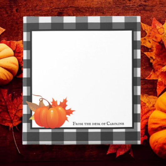 秋カボチャ水牛のプレイドメモパーソナライズされた帳 ノートパッド