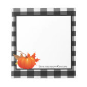 秋カボチャ水牛のプレイドメモパーソナライズされた帳 ノートパッド (正面)