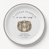 秋カボチャ熊ベビーシャワー ペーパープレート (正面)