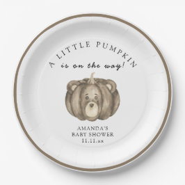 秋カボチャ熊ベビーシャワー ペーパープレート
