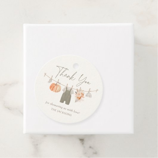 秋カボチャ男の子の衣服赤ちゃんのシャワー フェイバータグ (インサイチュ)