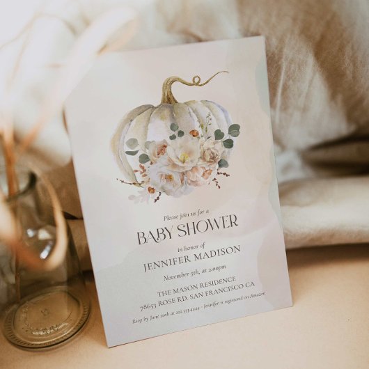 秋カボチャ男女兼用ベビーシャワー招待状 招待状