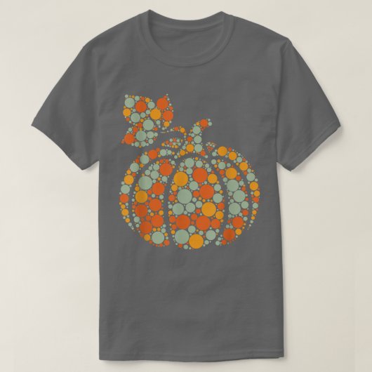 秋カボチャ秋ハーベスト水玉模様インターナショナル Tシャツ (デザイン正面)