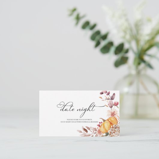 秋カボチャ秋ブライダルシャワーデイトナイトカード エンクロージャーカード (スタンド正面)