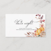秋カボチャ秋ブライダルシャワーデイトナイトカード エンクロージャーカード (正面)