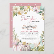 秋カボチャ秋ベビーシャワー招待状ガール