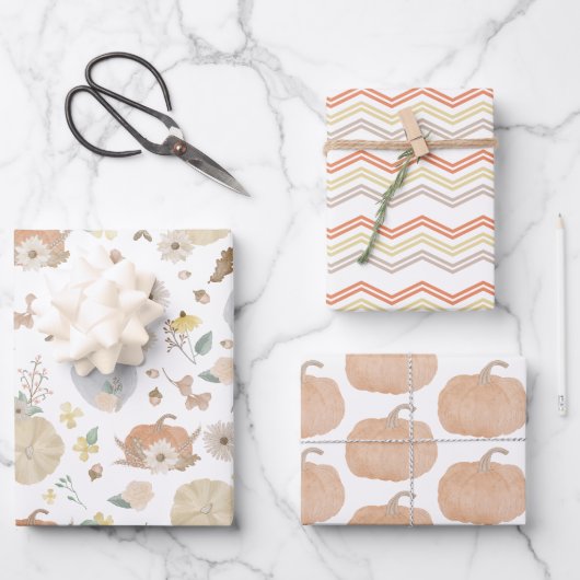 秋カボチャ秋ラッピングペーパー ラッピングペーパーシート (正面)