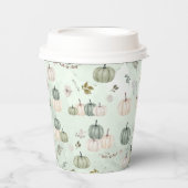 秋カボチャ紅葉グリーン誕生日 紙コップ (正面)