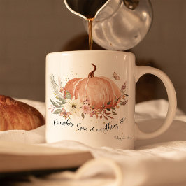 秋カボチャ紅葉フローラ蝶 コーヒーマグカップ