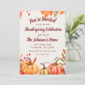 秋カボチャ素朴ンウォーターカラー感謝祭 招待状 (スタンド正面)