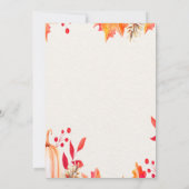 秋カボチャ素朴ンウォーターカラー感謝祭 招待状 (裏面)