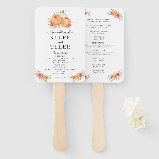 秋カボチャ結婚式 プログラムハンドファン ハンドファン (正面&裏面)