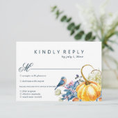 秋カボチャ結婚式RSVPカードと食事の選択 出欠カード (スタンド正面)