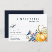 秋カボチャ結婚式RSVPカードと食事の選択 出欠カード (正面/裏面)