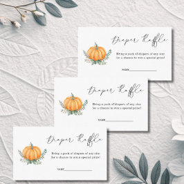 秋カボチャ緑おむつラッフルベビーシャワー エンクロージャーカード