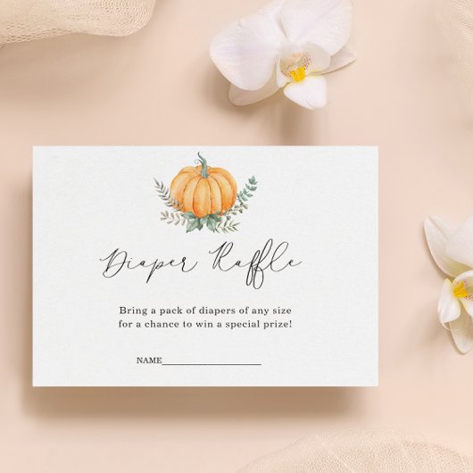 秋カボチャ緑おむつラッフルベビーシャワー エンクロージャーカード
