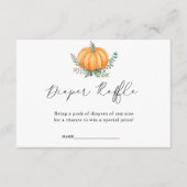 秋カボチャ緑おむつラッフルベビーシャワー エンクロージャーカード (正面)