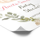 秋カボチャ緑のフローラの赤ちゃんシャワー歓迎 ポスター (角)