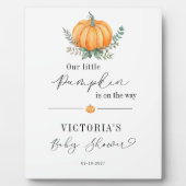 秋カボチャ緑のベビーシャワーウェルカム フォトプラーク (正面)