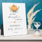 秋カボチャ緑のベビーシャワーウェルカム フォトプラーク (側面)