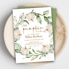 秋カボチャ緑のベビーシャワー 招待状